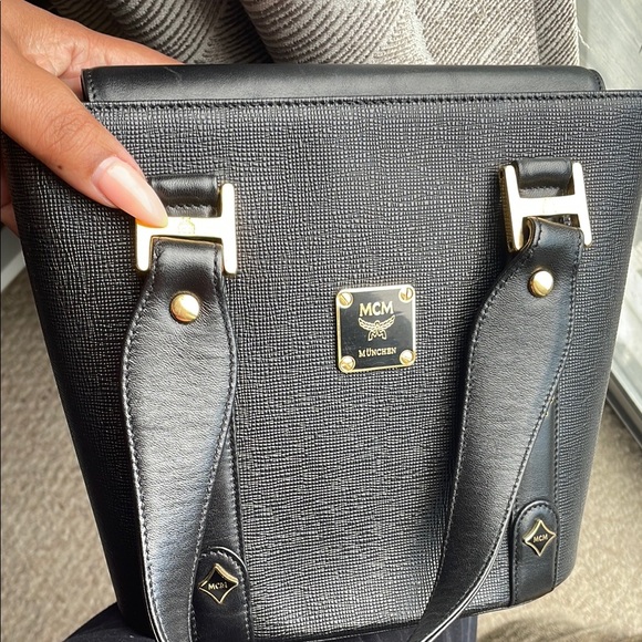 MCM Black and Gold Textured Tote - Picture 8 of 9